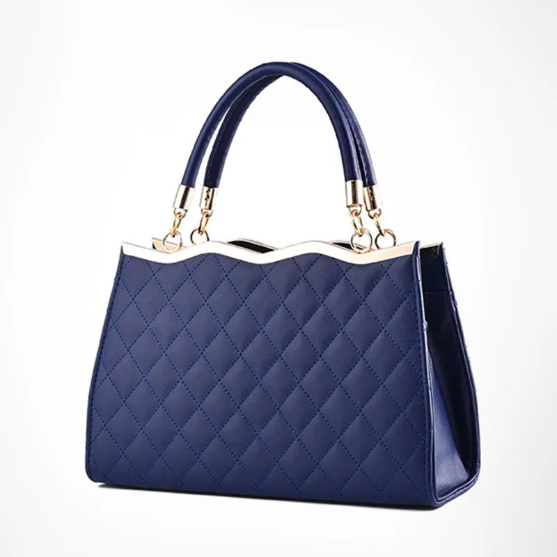 bolsa-de-ombro-feminina-laço-chic-azul-vista-frontal-treliça-diamante