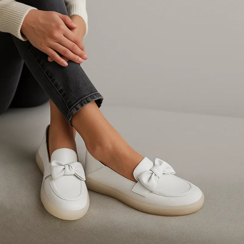 Mocassim Feminino Branco de Couro - Rozze