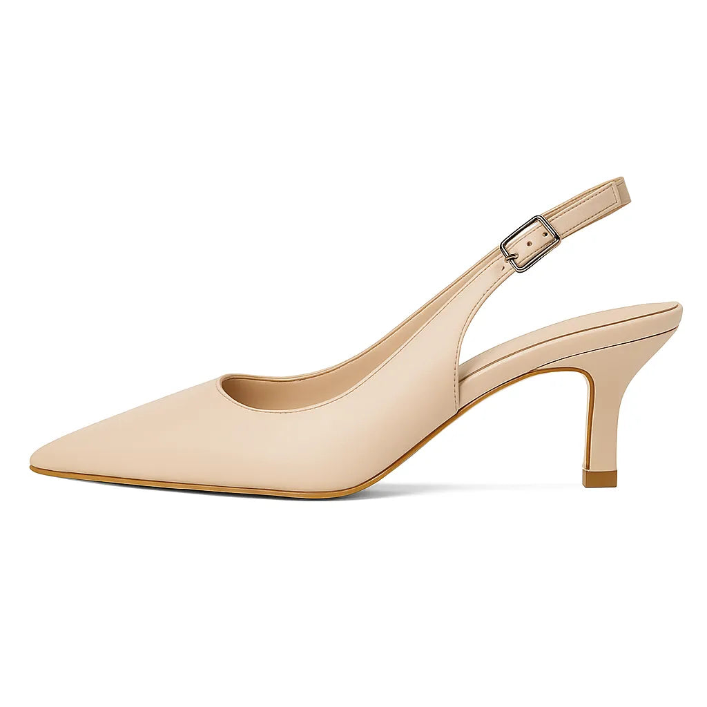Scarpin Damasco Slingback Bico Fino Emma - Rozze