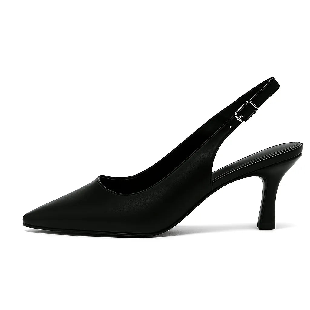 Scarpin Preto Slingback Bico Fino - Rozze