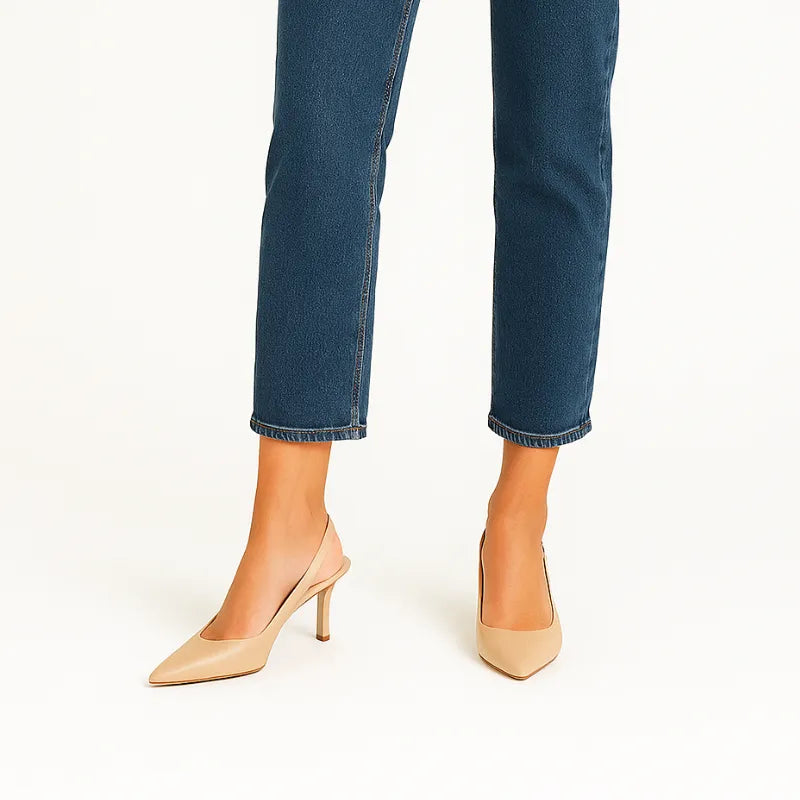 Scarpin Nude Salto Slingback Sophie - Rozze
