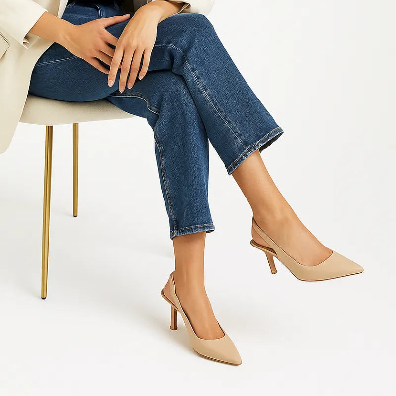Scarpin Nude Salto Slingback Sophie - Rozze