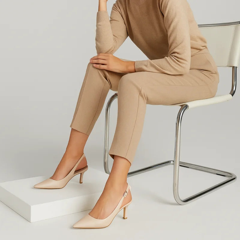 Scarpin Damasco Slingback Bico Fino Emma - Rozze