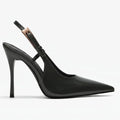 Scarpin Preto Verniz Salto Alto Slingback | Rozze