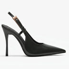 Scarpin Preto Verniz Salto Alto Slingback | Rozze