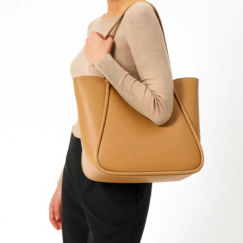 Bolsa de Ombro Caramelo com Design Curvado