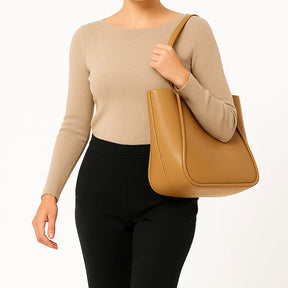 Bolsa de Ombro Caramelo com Design Curvado