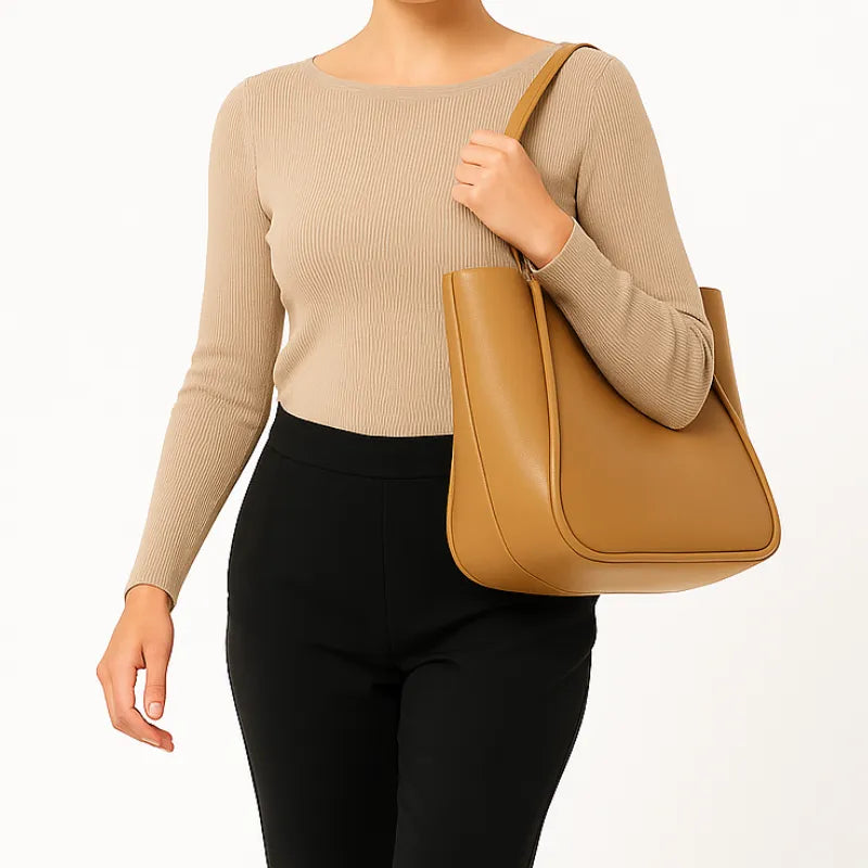 Bolsa de Ombro Caramelo com Design Curvado