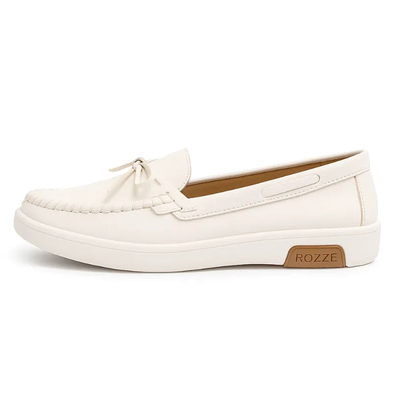 Mocassim Branco Feminino com Laço - Rozze