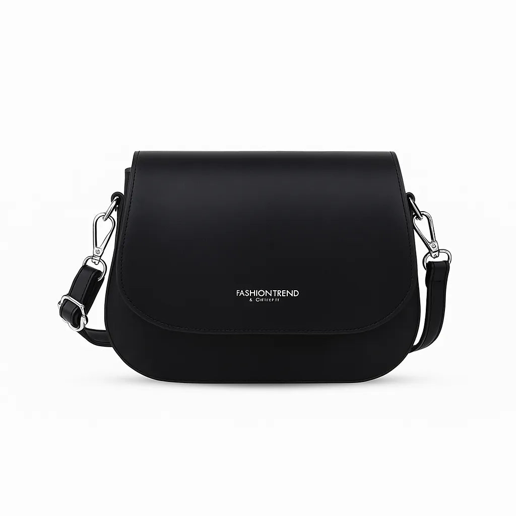 Bolsa preta transversal Fashion em vista frontal