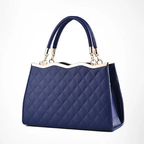 bolsa-de-ombro-feminina-laço-chic-azul-vista-frontal-treliça-diamante