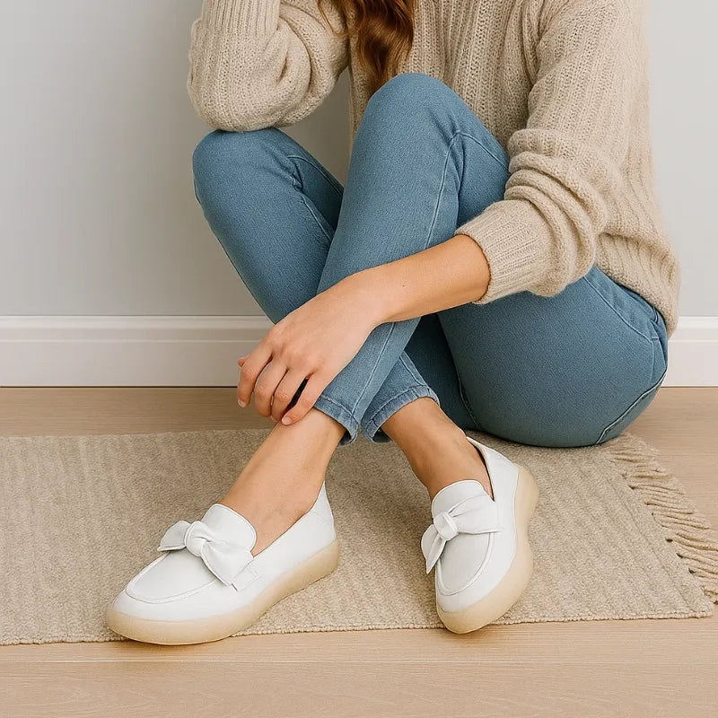 Mocassim Feminino Branco de Couro - Rozze