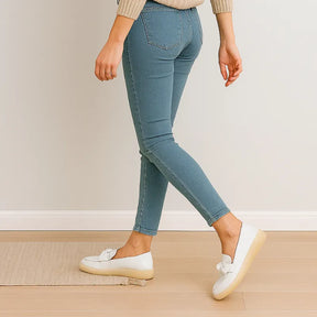 Mocassim Feminino Branco de Couro - Rozze