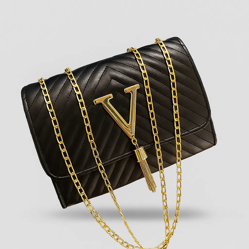 Bolsa Vogue Preta com Corrente - Rozze