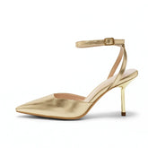 Scarpin Dourado Slingback Bico Fino - Rozze