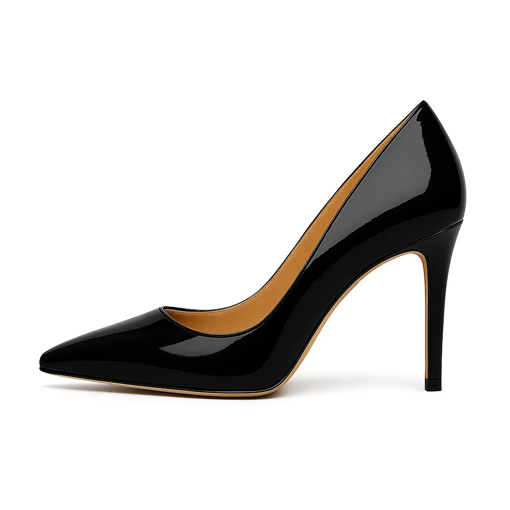 Scarpin Verniz Preto Salto Alto - Rozze