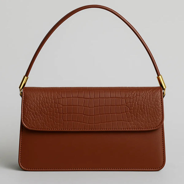 Bolsa de Ombro Marrom Baguette Croc