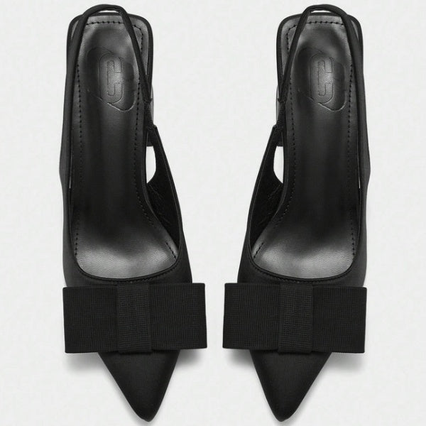 Scarpin Slingback Preto com Laço