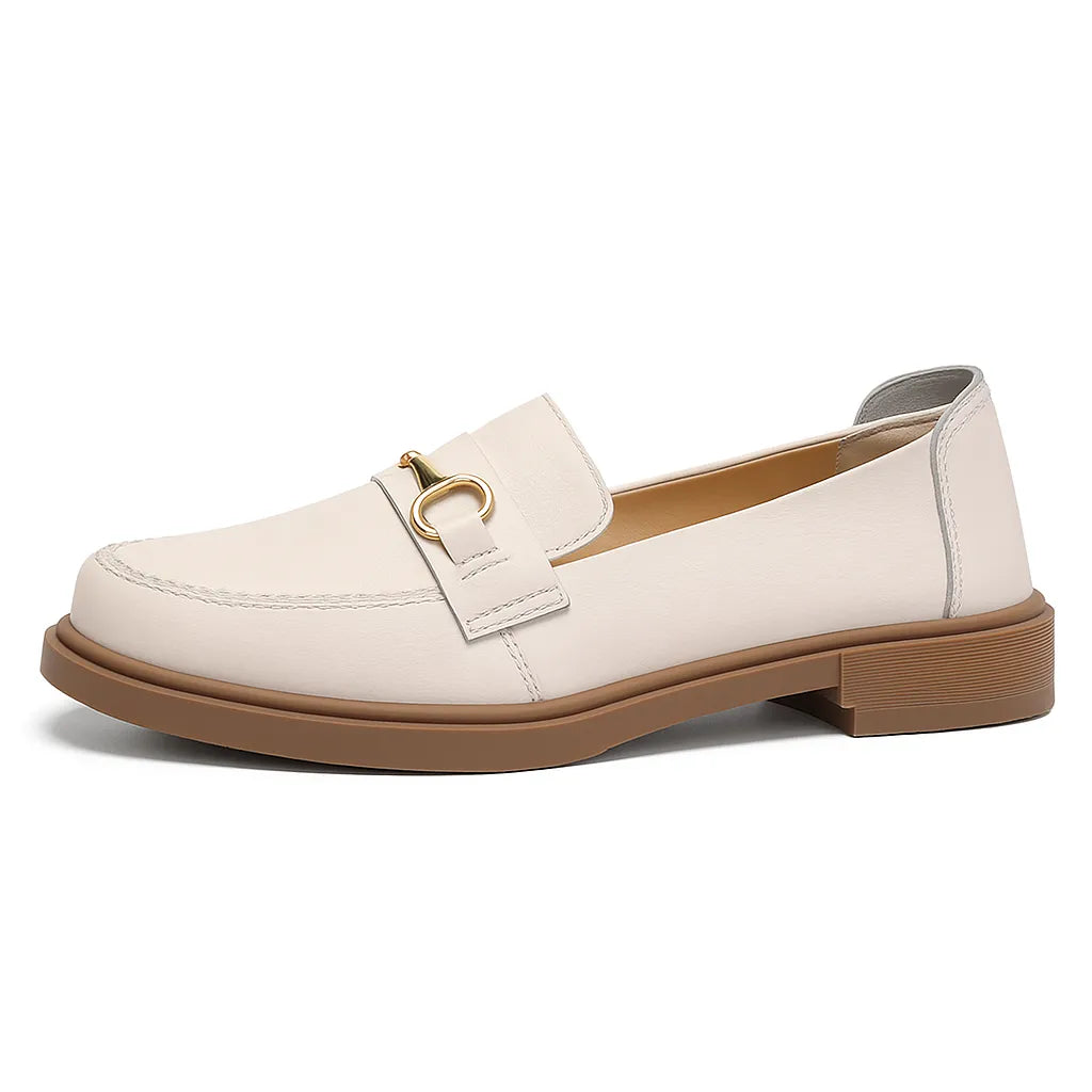 Loafer Branco Feminino com Fivela - Rozze