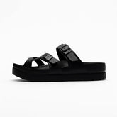 Sandália Papete Feminina com Fivela em vista lateral