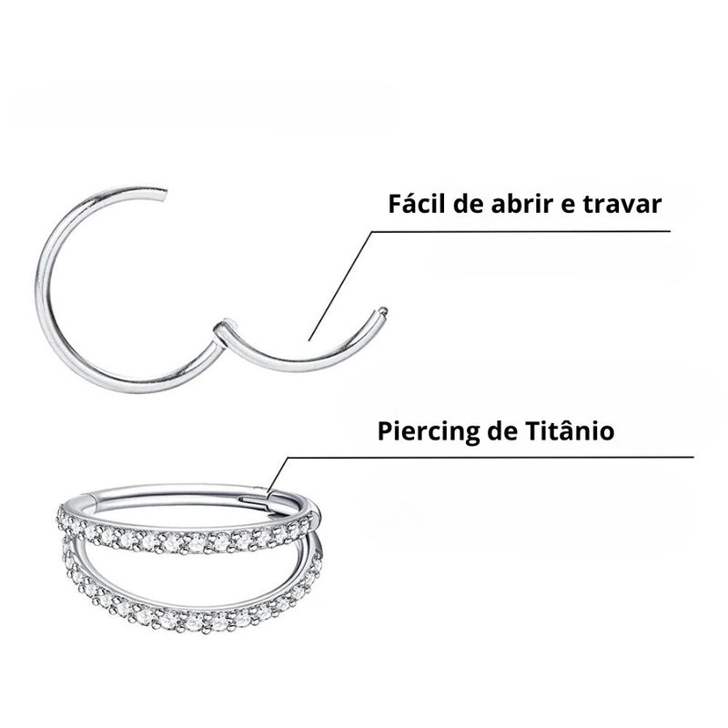 Piercing Hélix Duplo de Titânio Cravejado