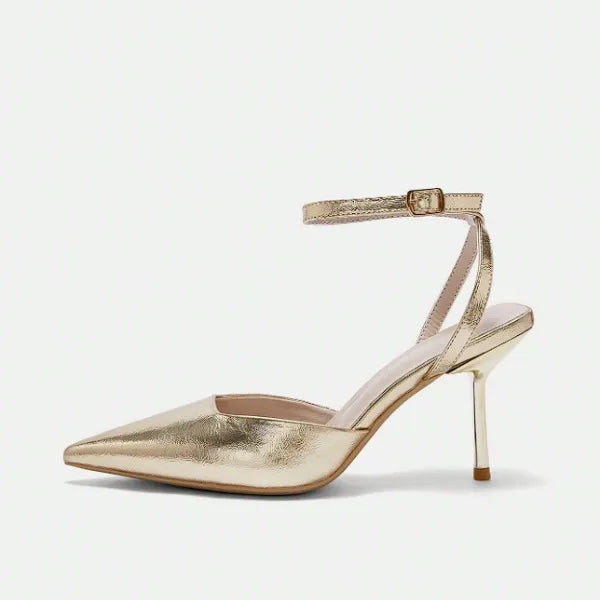scarpin-dourado-slingback-bico-fino-vista-lateral