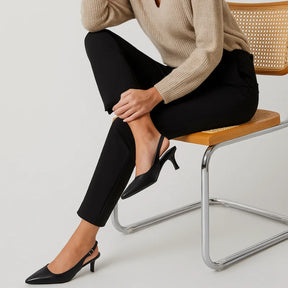 Scarpin Preto Slingback Bico Fino - Rozze