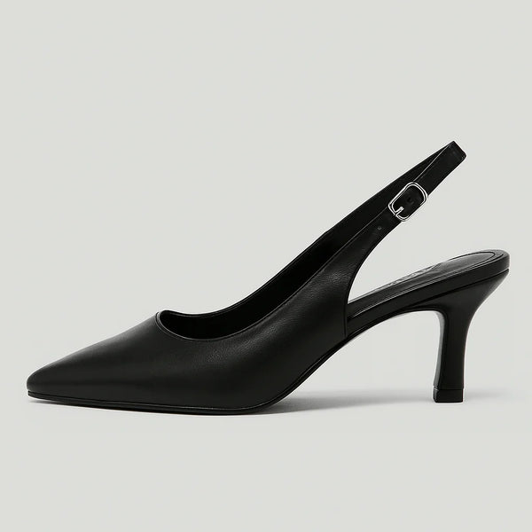 Scarpin Preto Slingback Bico Fino