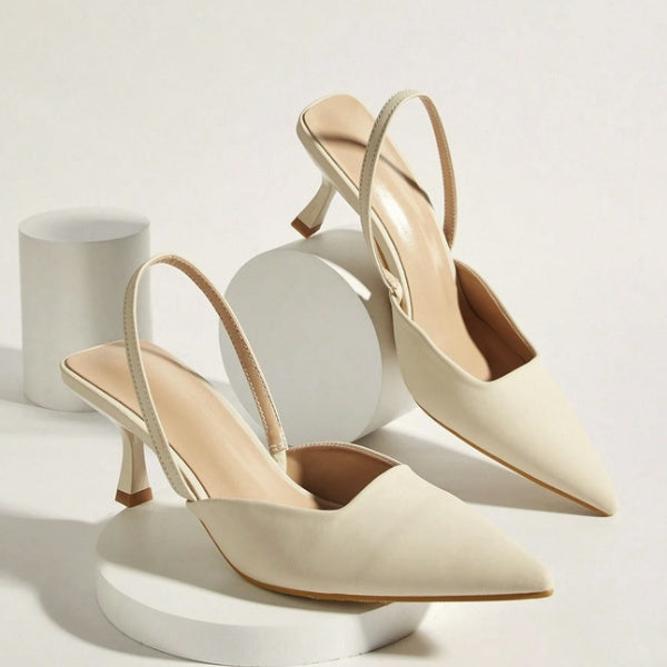 Scarpin Marfim Slingback Salto Médio