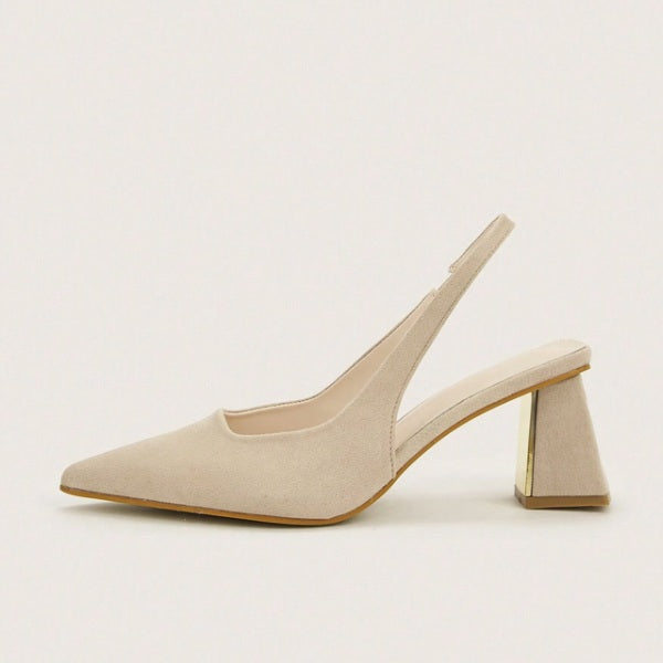 Scarpin Slingback Camurça Salto Bloco