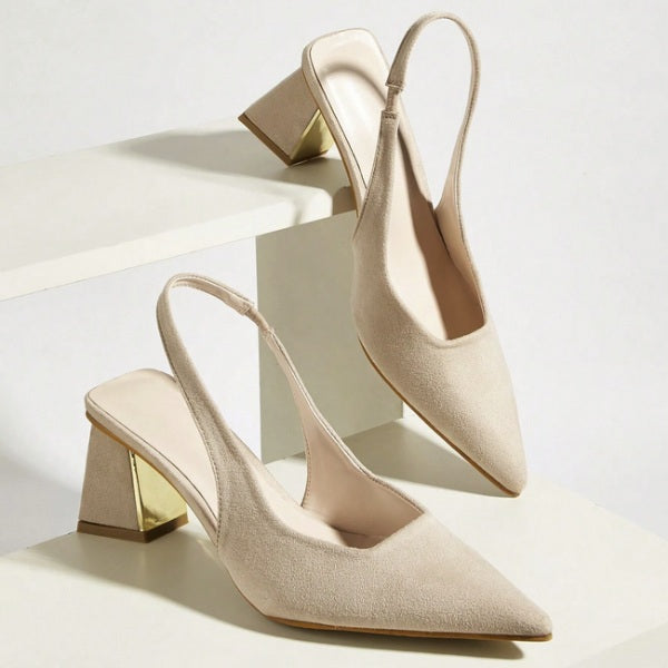 Scarpin Slingback Camurça Salto Bloco