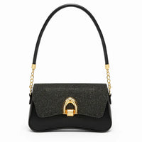 Bolsa Baguete Preta Glitter Fecho Metálico | Rozze