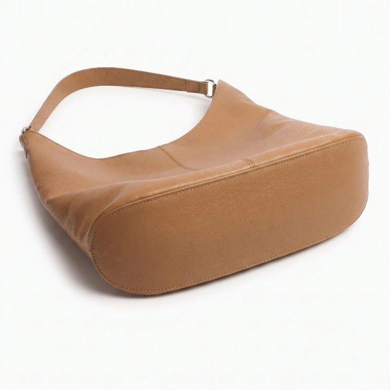 Bolsa de ombro caramelo Rozze com acabamento em couro legítimo