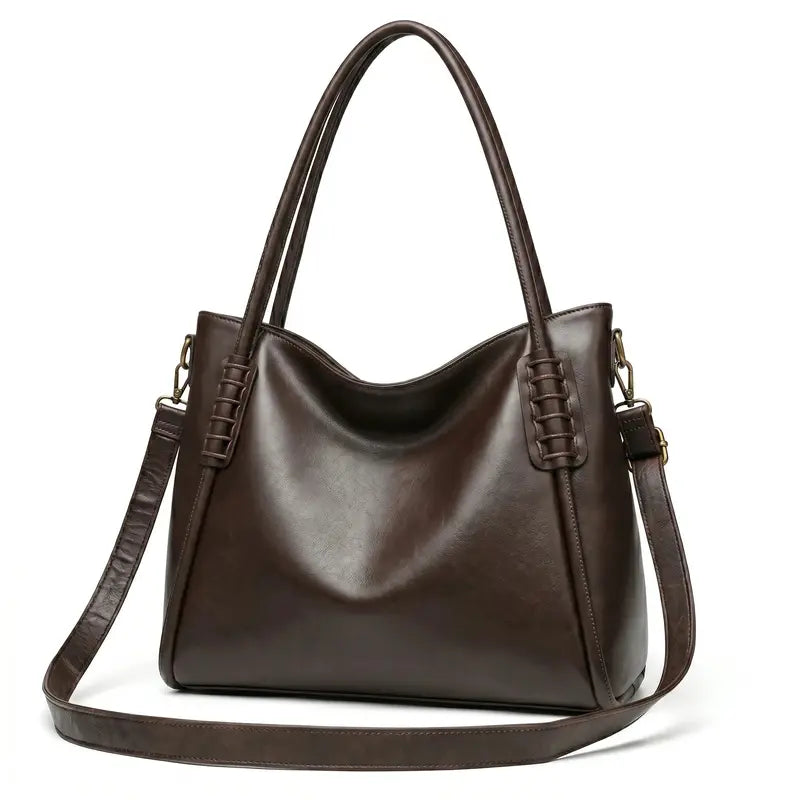 Bolsa hobo vintage marrom café em múltiplos ângulos, mostrando formato, volume e acabamento, sobre fundo claro
