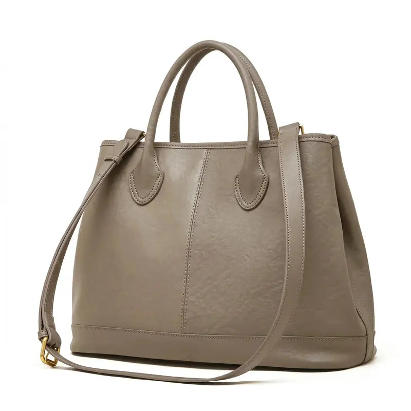 Bolsa tote grande feminina cinza com alças de mão e ombro