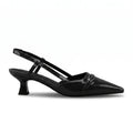 Scarpin Slingback Salto Baixo Verniz Preto | Rozze