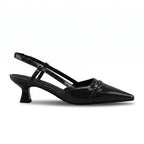 Scarpin Slingback Salto Baixo Verniz Preto | Rozze