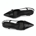 Scarpin Slingback Salto Baixo Verniz Preto | Rozze