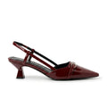 Scarpin Slingback Salto Baixo Verniz Vinho | Rozze