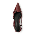 Scarpin Slingback Salto Baixo Verniz Vinho | Rozze