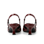 Scarpin Slingback Salto Baixo Verniz Vinho | Rozze