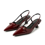 Scarpin Slingback Salto Baixo Verniz Vinho | Rozze